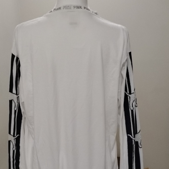 PINK Victoria's Secret White And Blue Bling! Long Sleeve Top - Picture 4 of 8